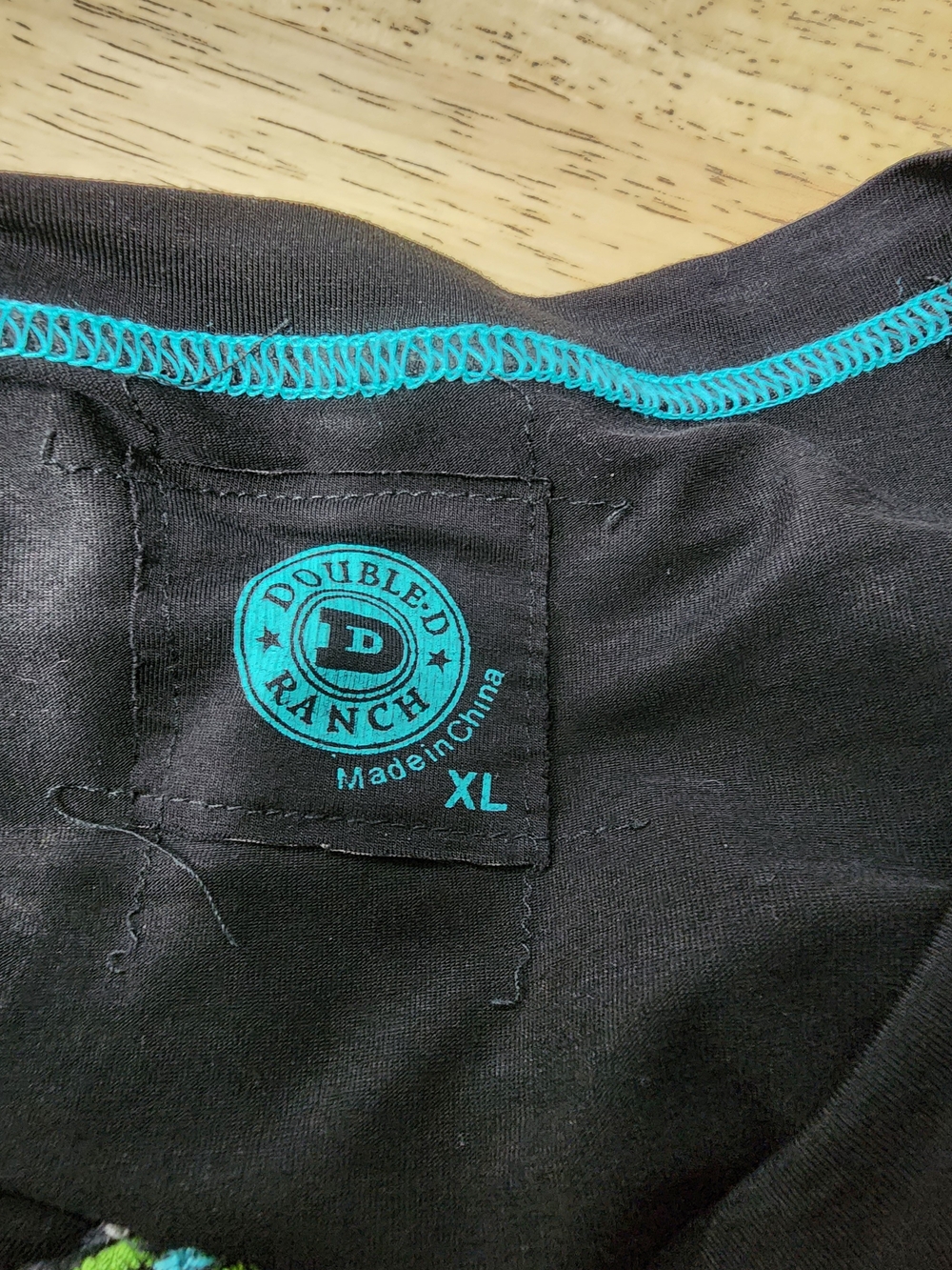 Double D Ranch Black Tee with Bright Cactus Embroidery - Picture 3 of 3
